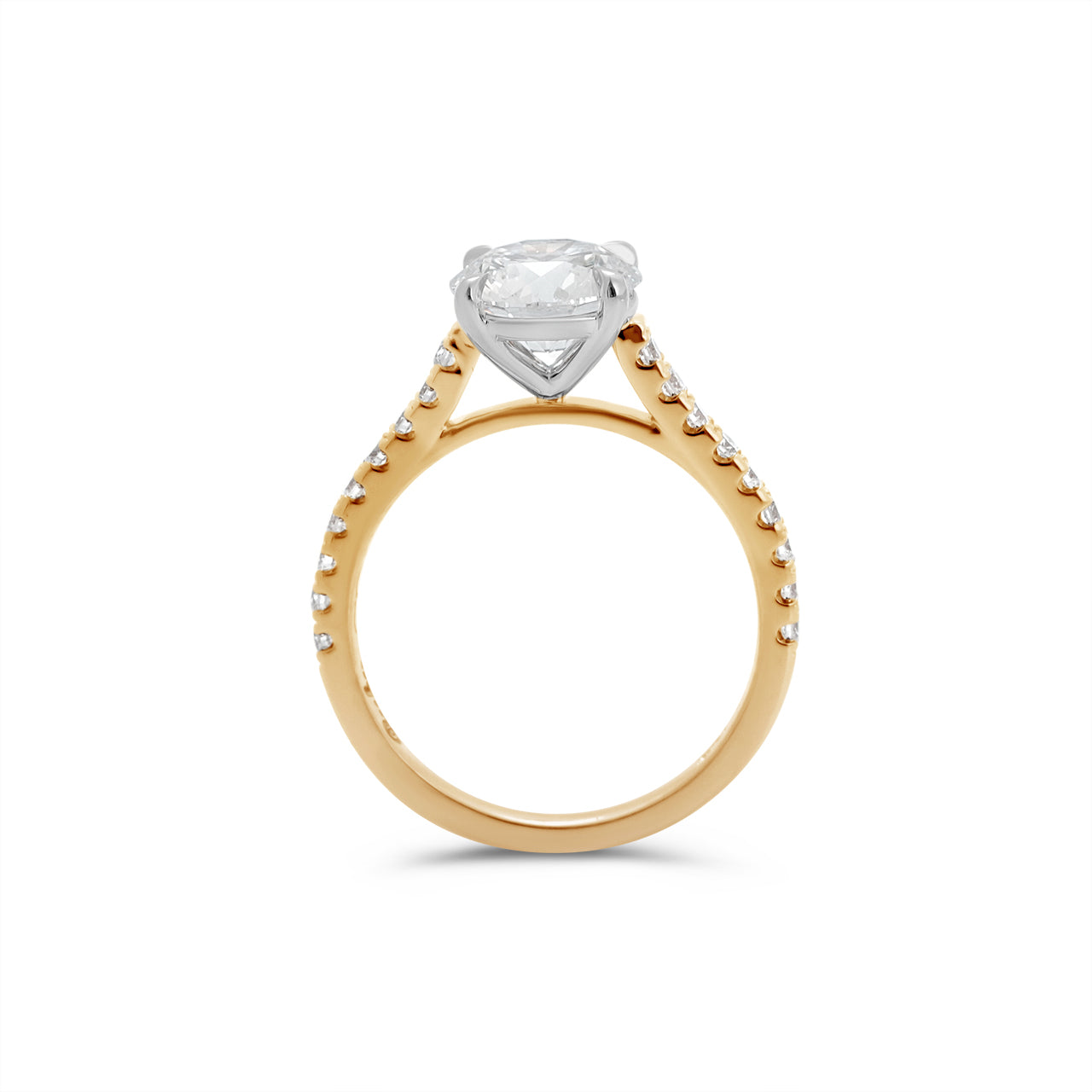 Round Brilliant Diamond Two-Tone Cathedral Pave Setting