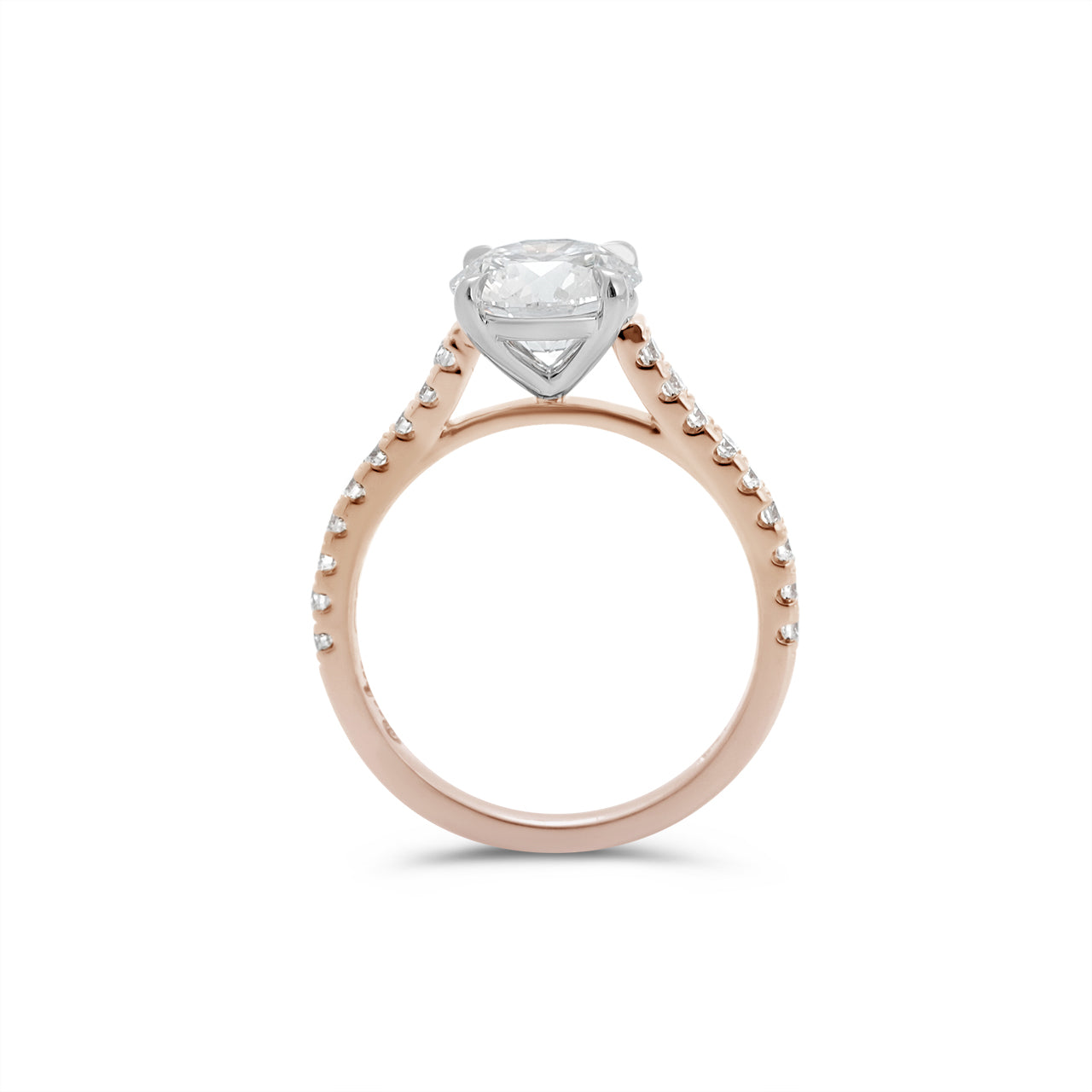 Round Brilliant Diamond Two-Tone Cathedral Pave Setting