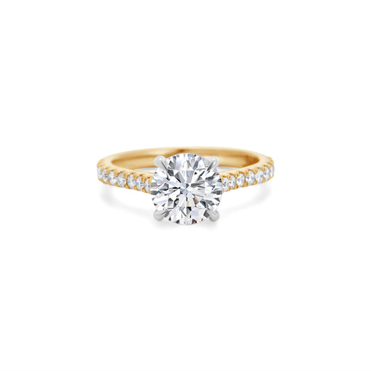 Round Brilliant Diamond Two-Tone Cathedral Pave Setting