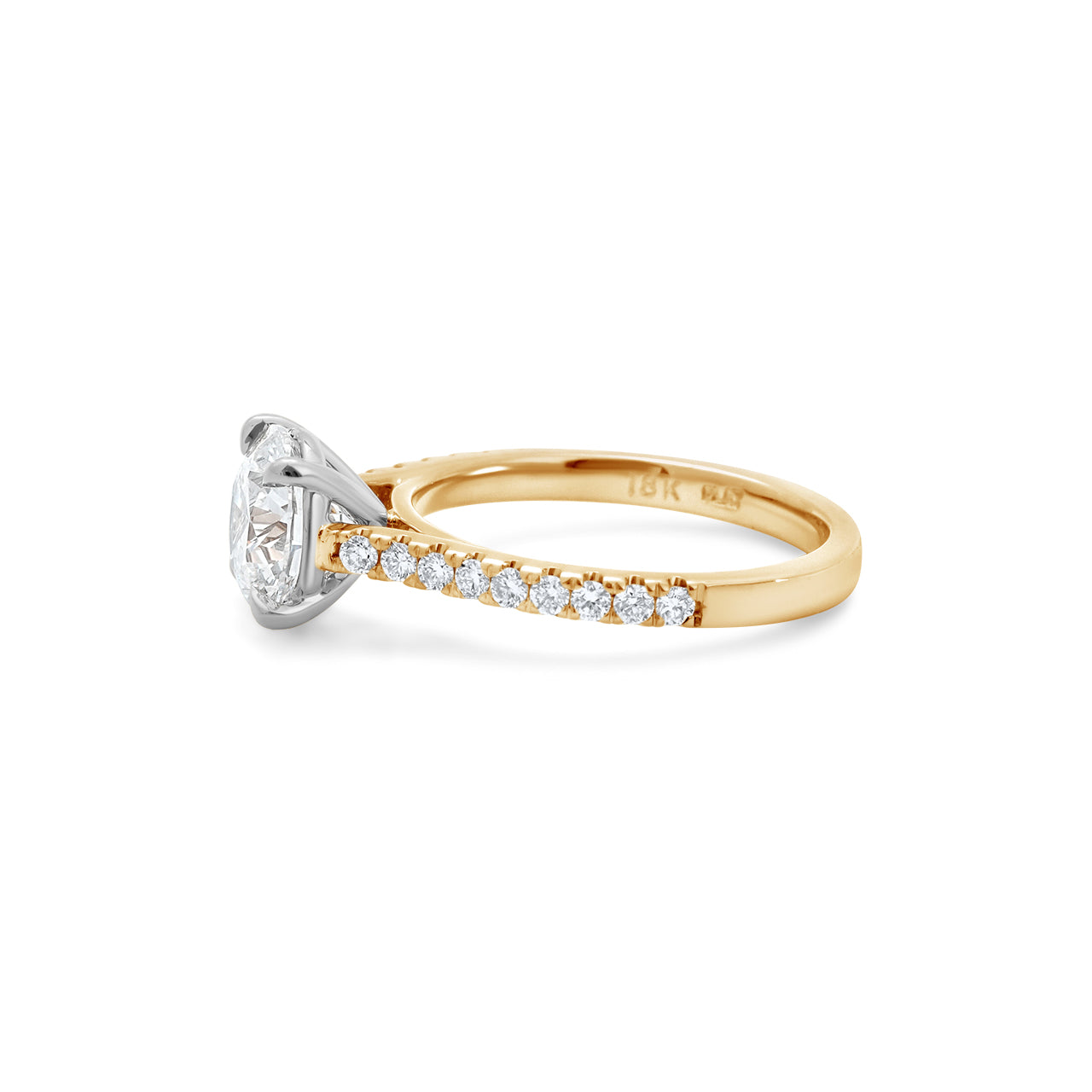 Round Brilliant Diamond Two-Tone Cathedral Pave Setting