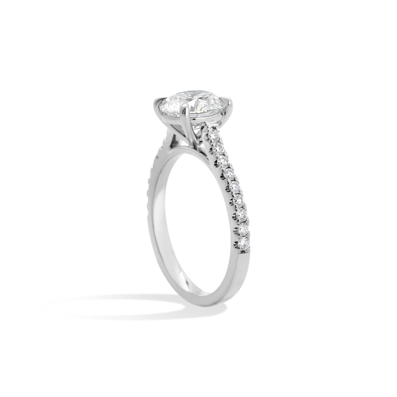 Round Brilliant Diamond Two-Tone Cathedral Pave Setting
