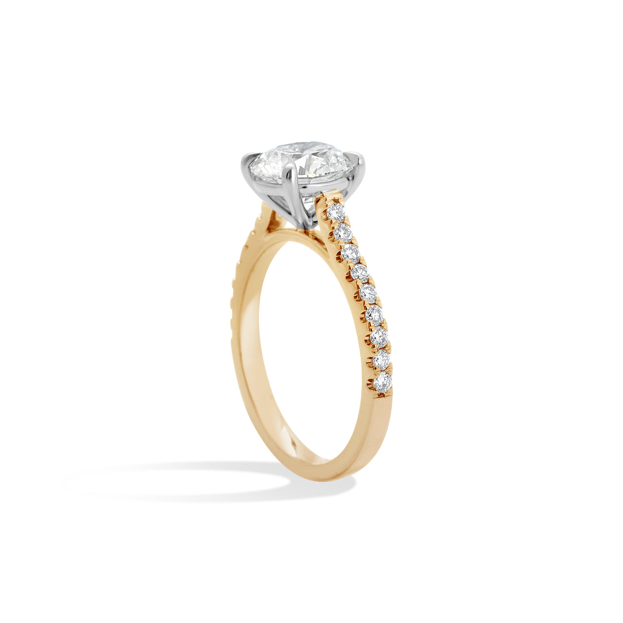 Round Brilliant Diamond Two-Tone Cathedral Pave Setting