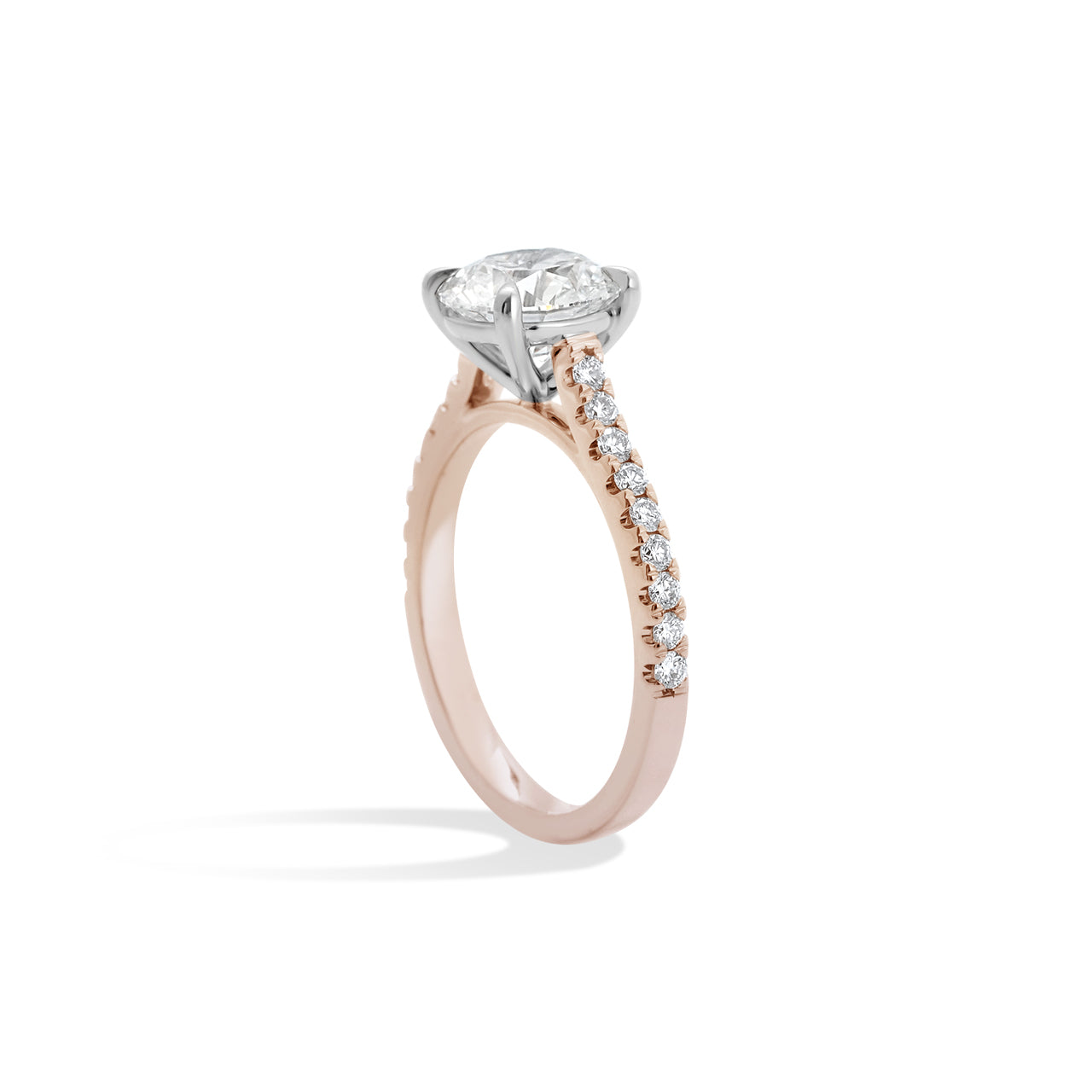 Round Brilliant Diamond Two-Tone Cathedral Pave Setting