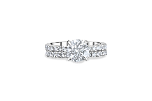 Round Diamond Pave Engagement Ring 2/3 way