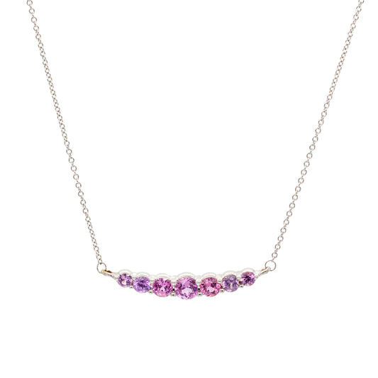Crescent 7 Violet Rose Sapphire Necklace