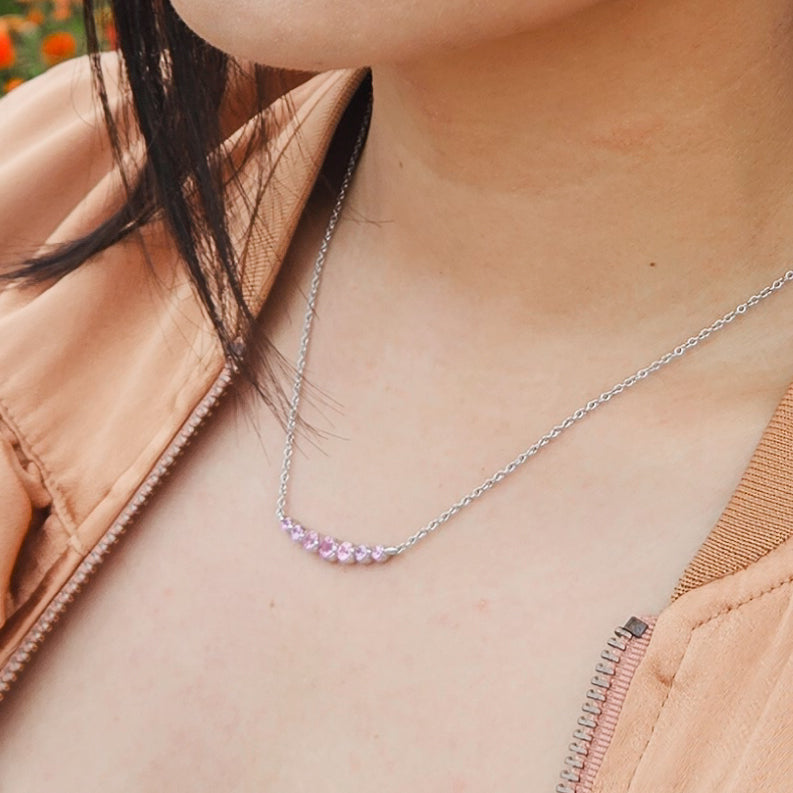 Crescent 7 Violet Rose Sapphire Necklace