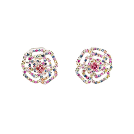 Bloom Spinel and Sapphire Rose Earrings