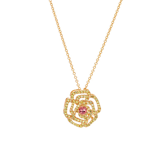 Bloom Spinel and Sapphire Rose Pendant Necklace