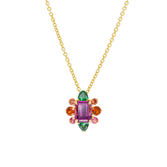 Rhodolite, Spessartite, Tsavorite Garnet and Spinel Pendant