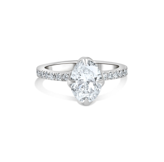 Tulip Pave Engagement Ring with Compass Prongs