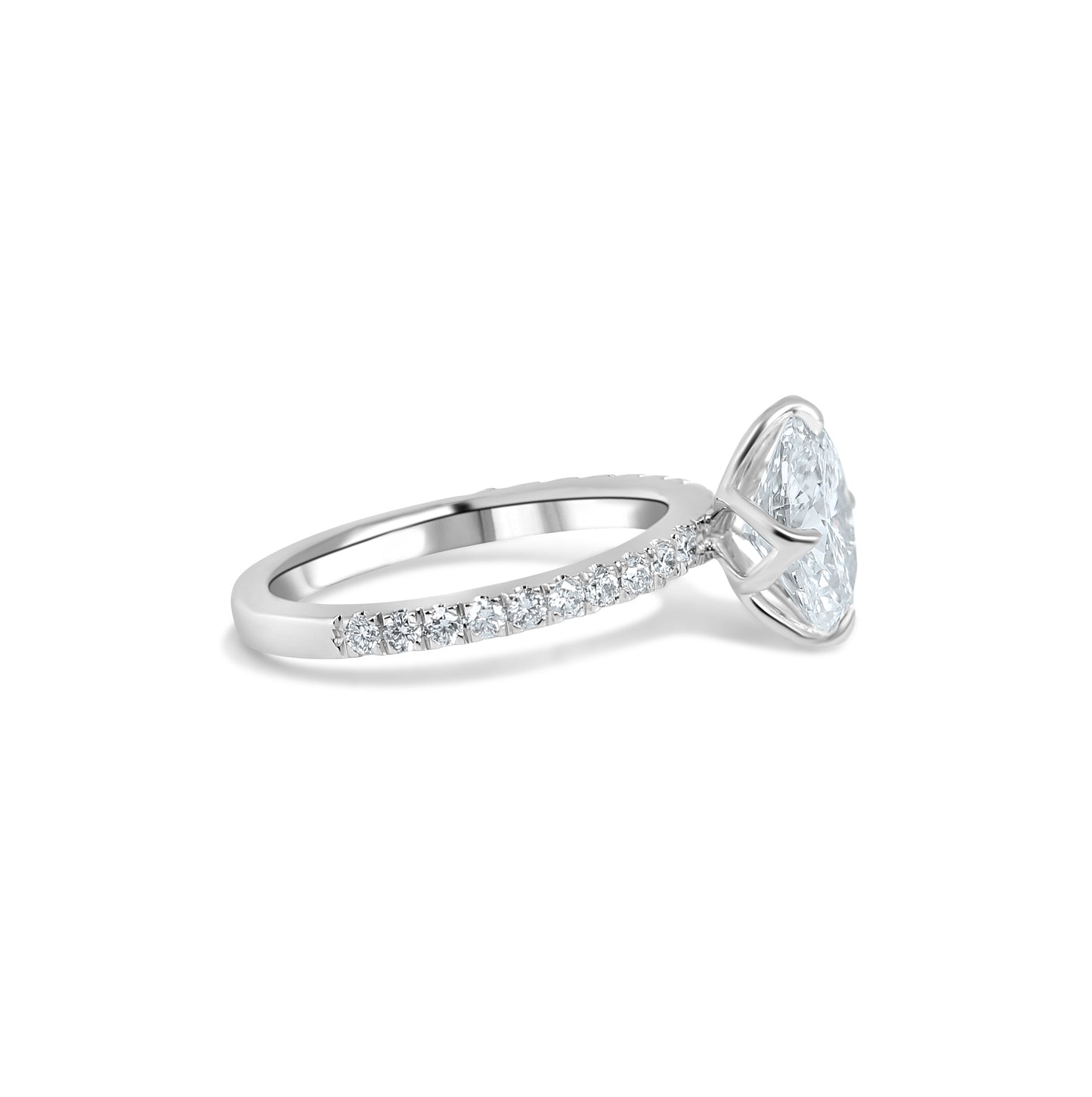 Tulip Pave Engagement Ring with Compass Prongs