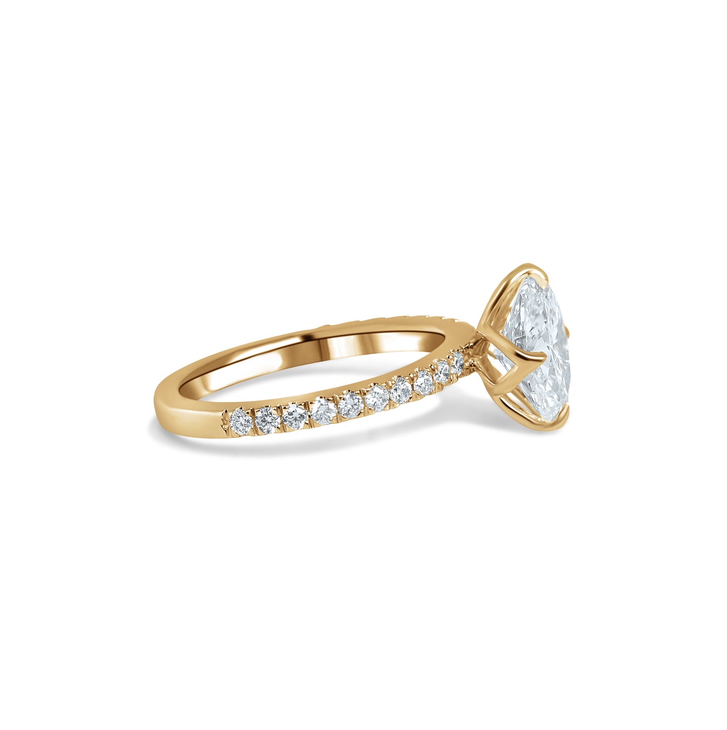 Tulip Pave Engagement Ring with Compass Prongs