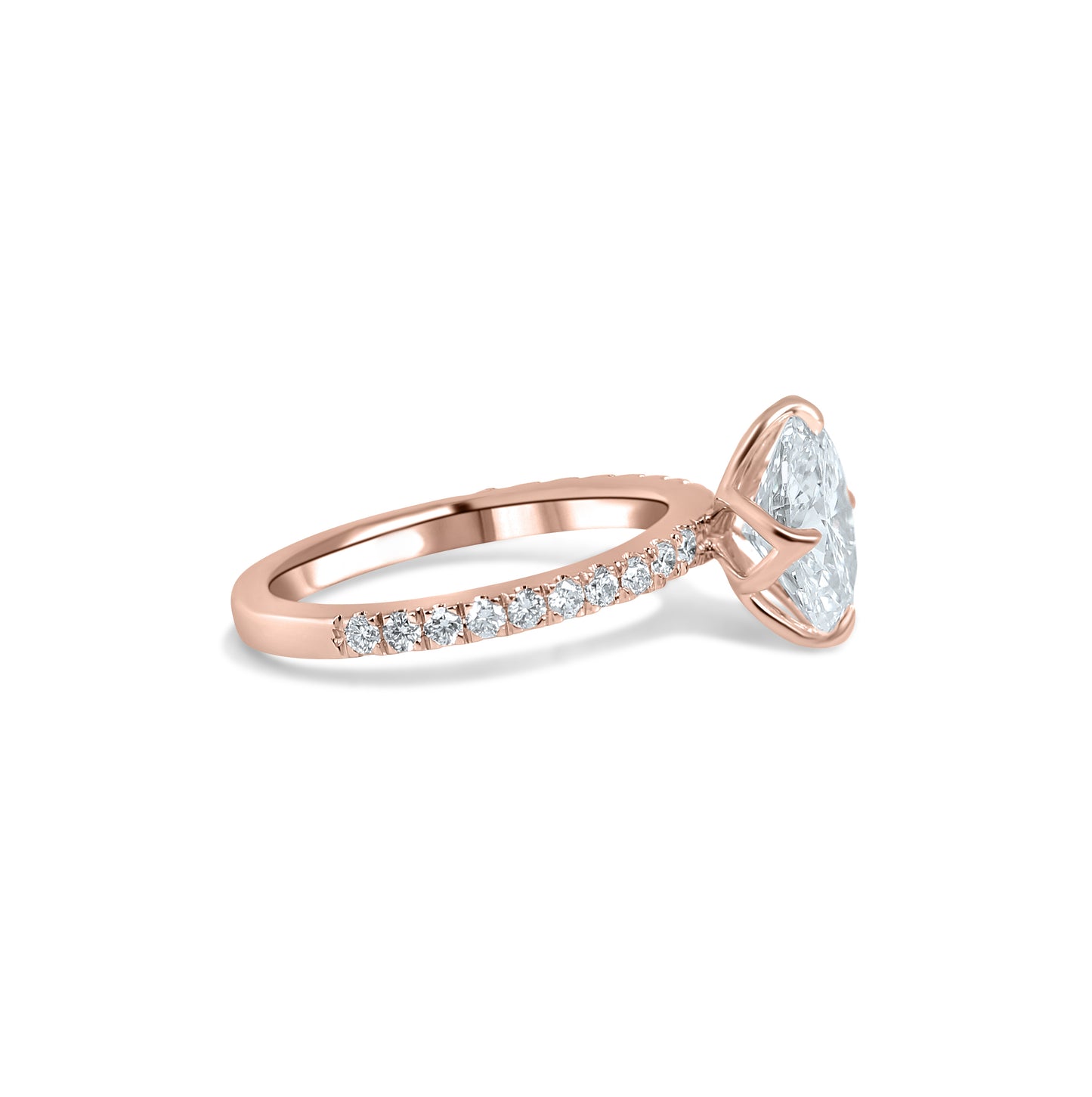 Tulip Pave Engagement Ring with Compass Prongs
