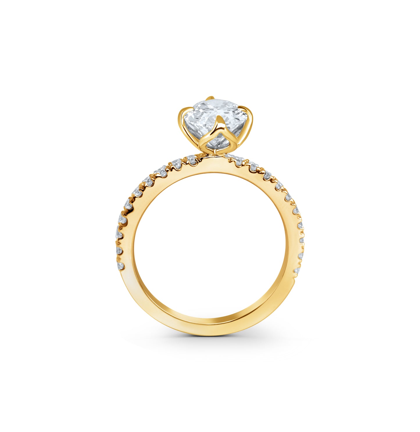 Tulip Pave Engagement Ring with Compass Prongs