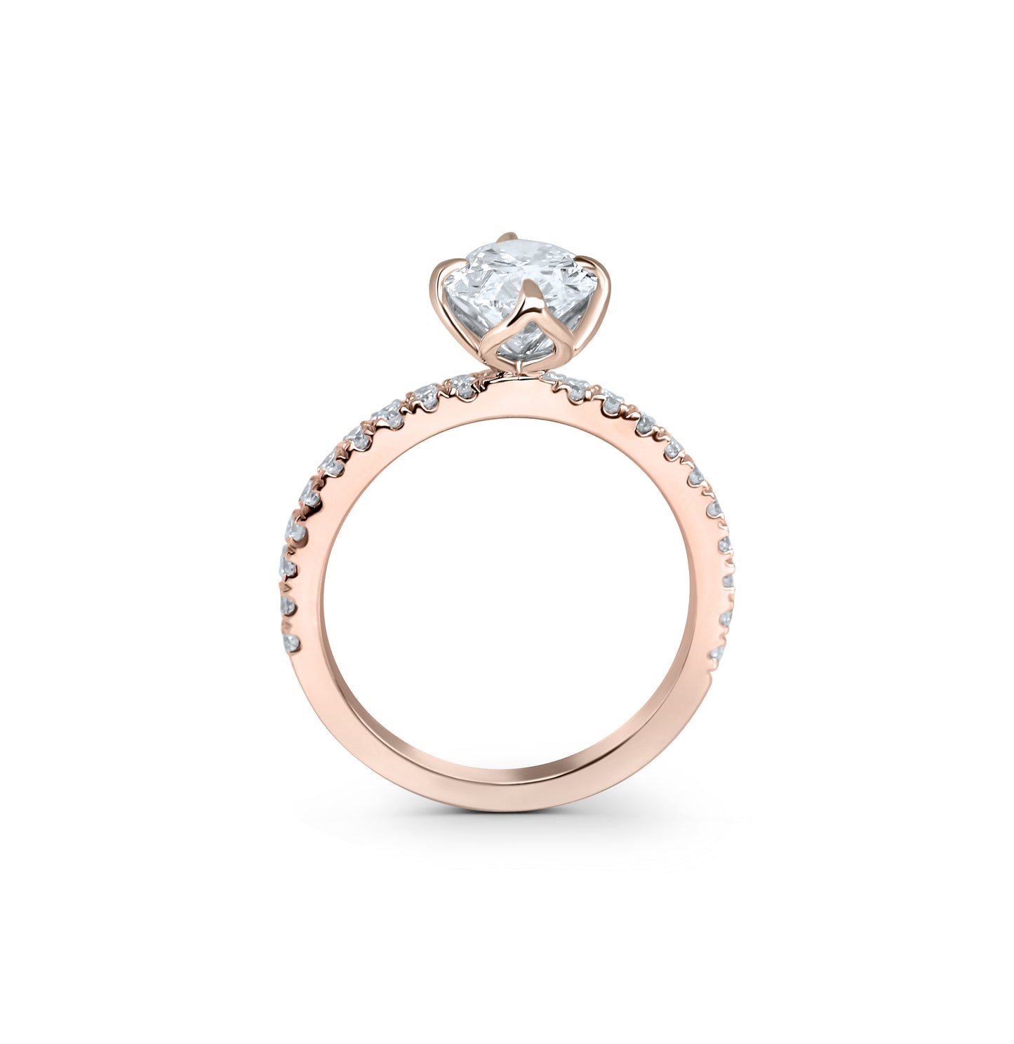 Tulip Pave Engagement Ring with Compass Prongs