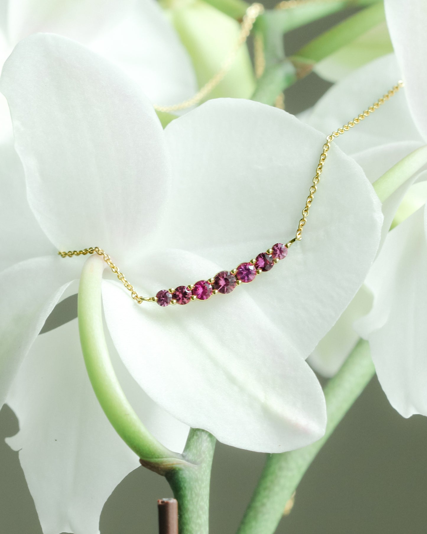 Crescent 7 Necklace with Pink Sapphires