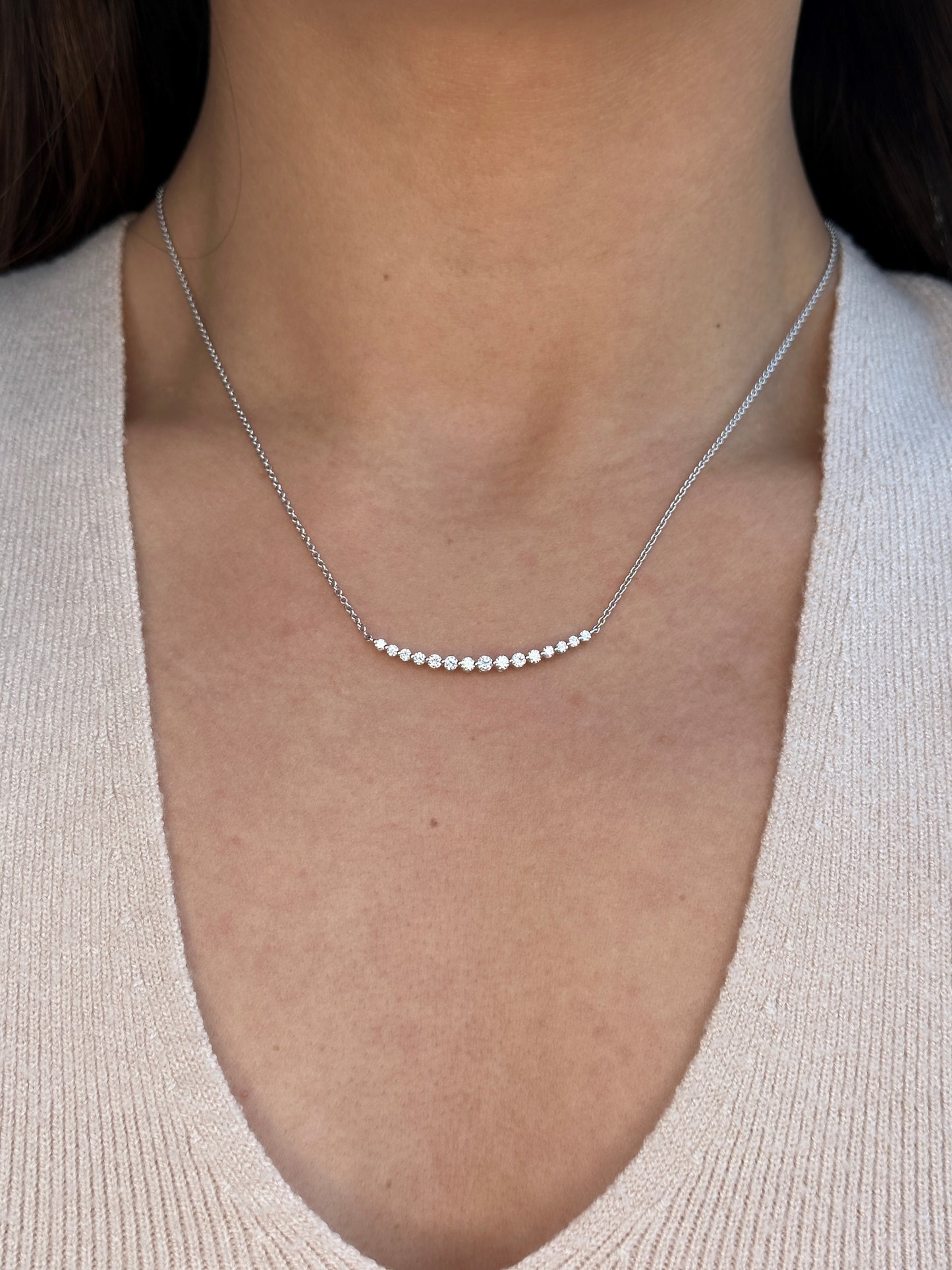 Crescent Necklace with Diamonds