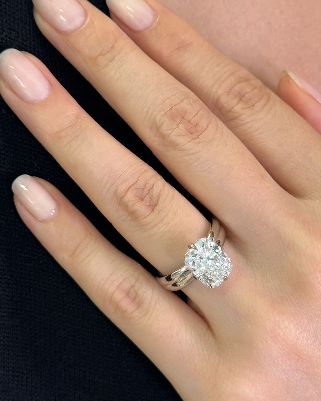 Tapered Double Ridge Engagement Ring