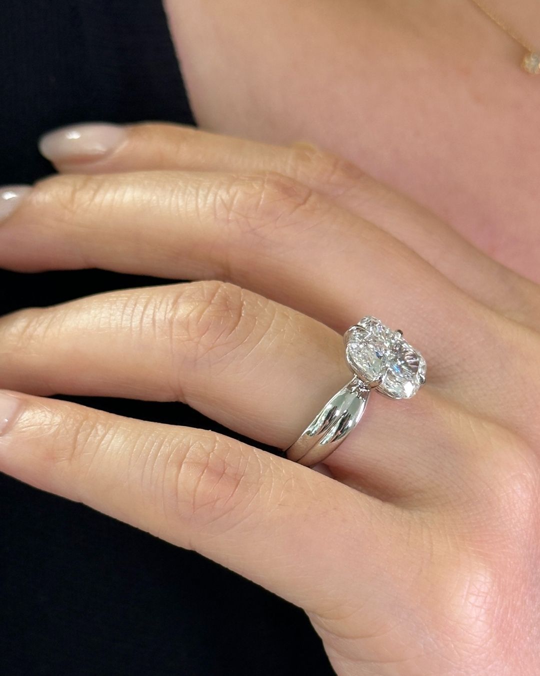 Tapered Double Ridge Engagement Ring