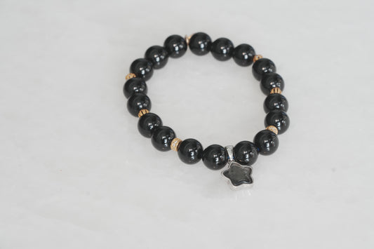 Black Obsidian and Meteorite Bracelet