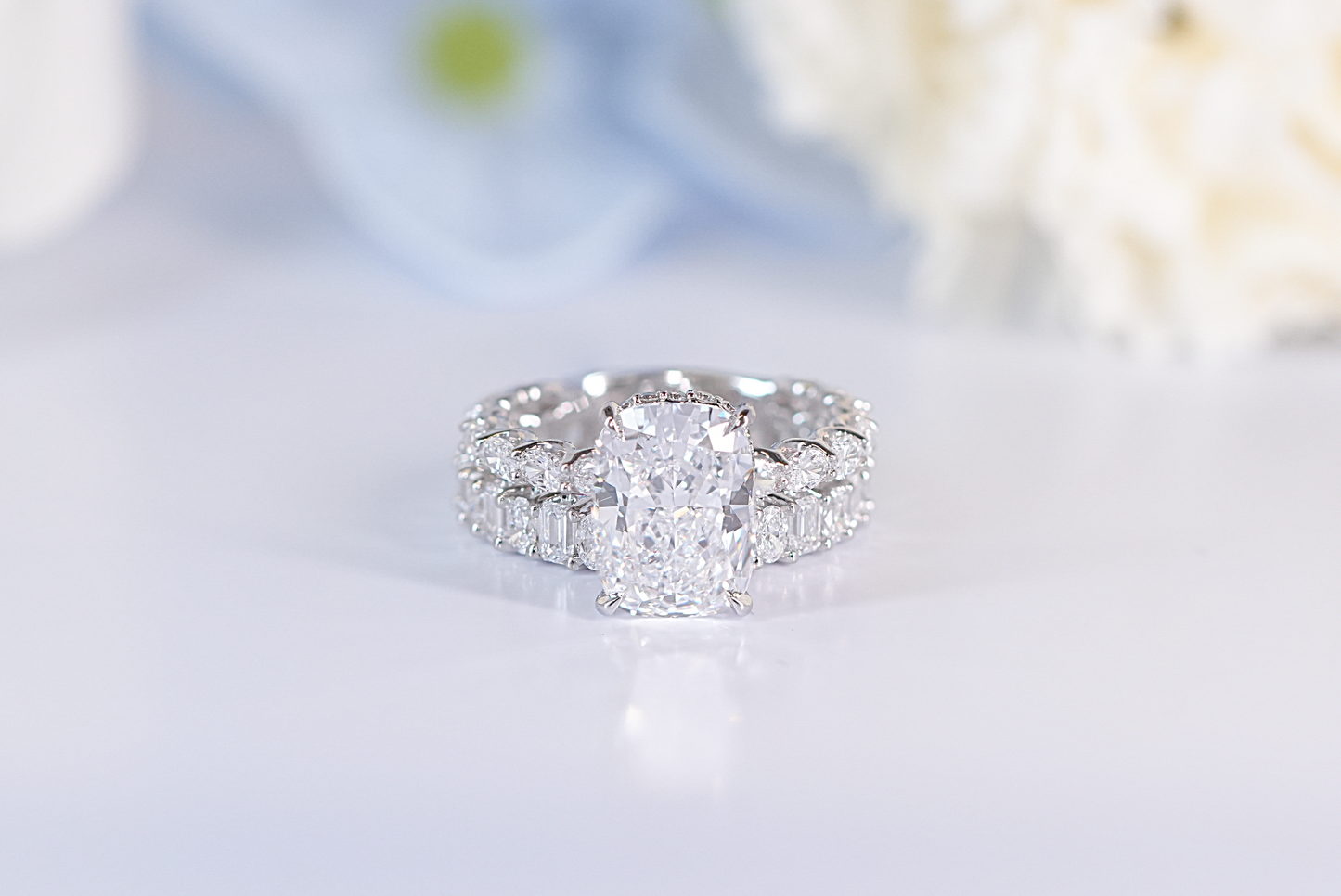 Emerald and Oval Diamond Eternity Band