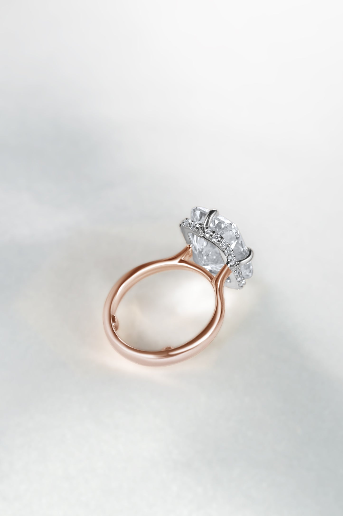 Cushion Diamond Hidden Halo Solitaire Compass Engagement Ring