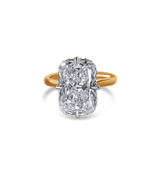 Cushion Diamond Hidden Halo Solitaire Compass Engagement Ring