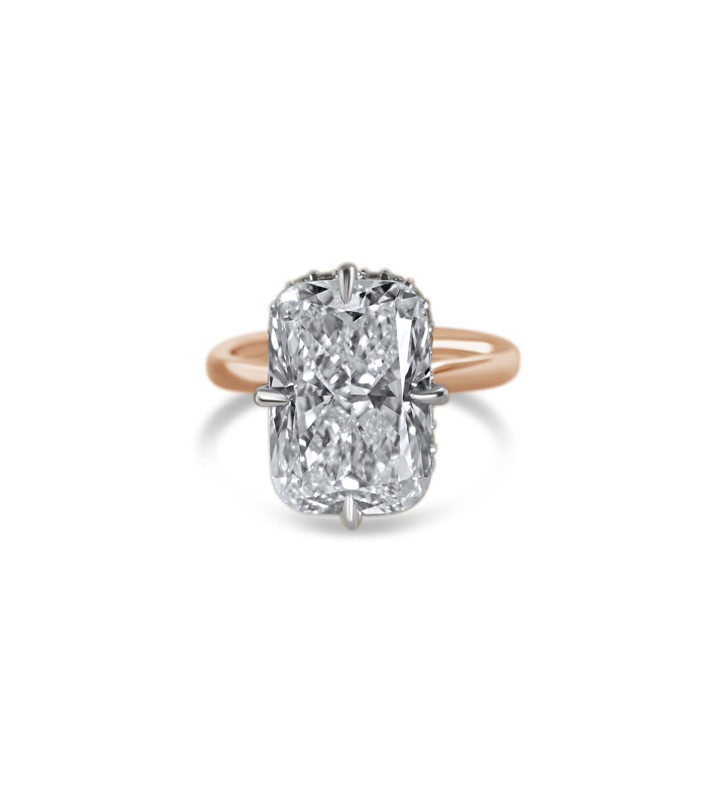 Cushion Diamond Hidden Halo Solitaire Compass Engagement Ring
