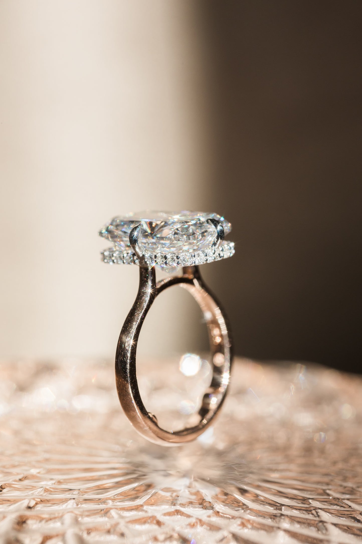 Cushion Diamond Hidden Halo Solitaire Compass Engagement Ring