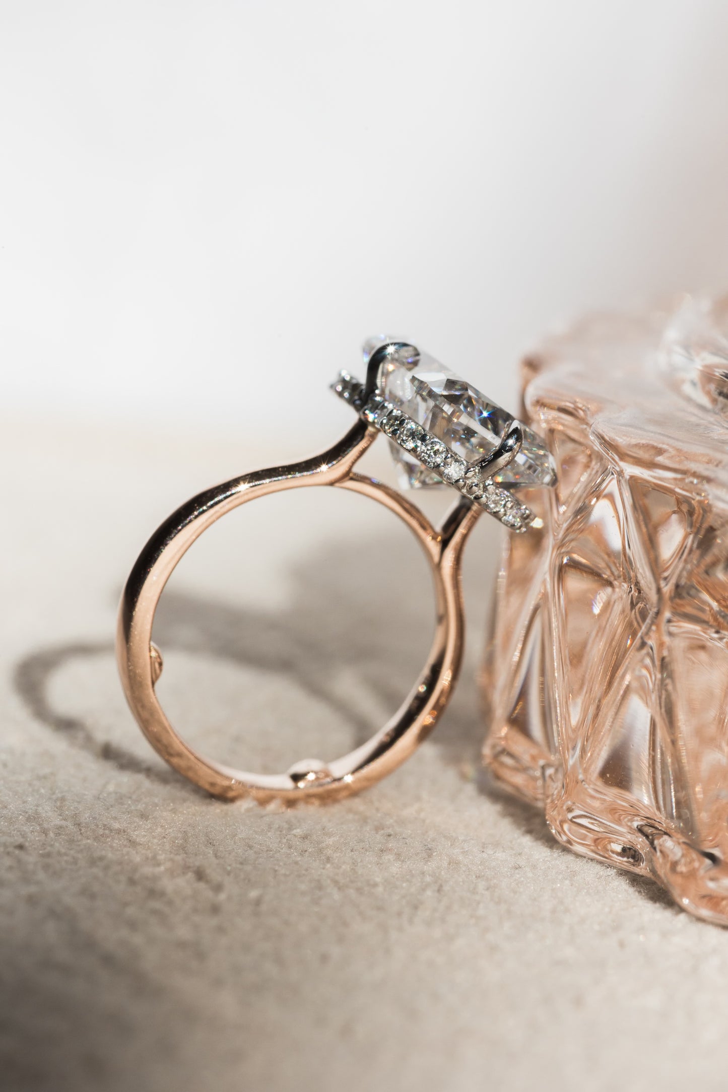Cushion Diamond Hidden Halo Solitaire Compass Engagement Ring