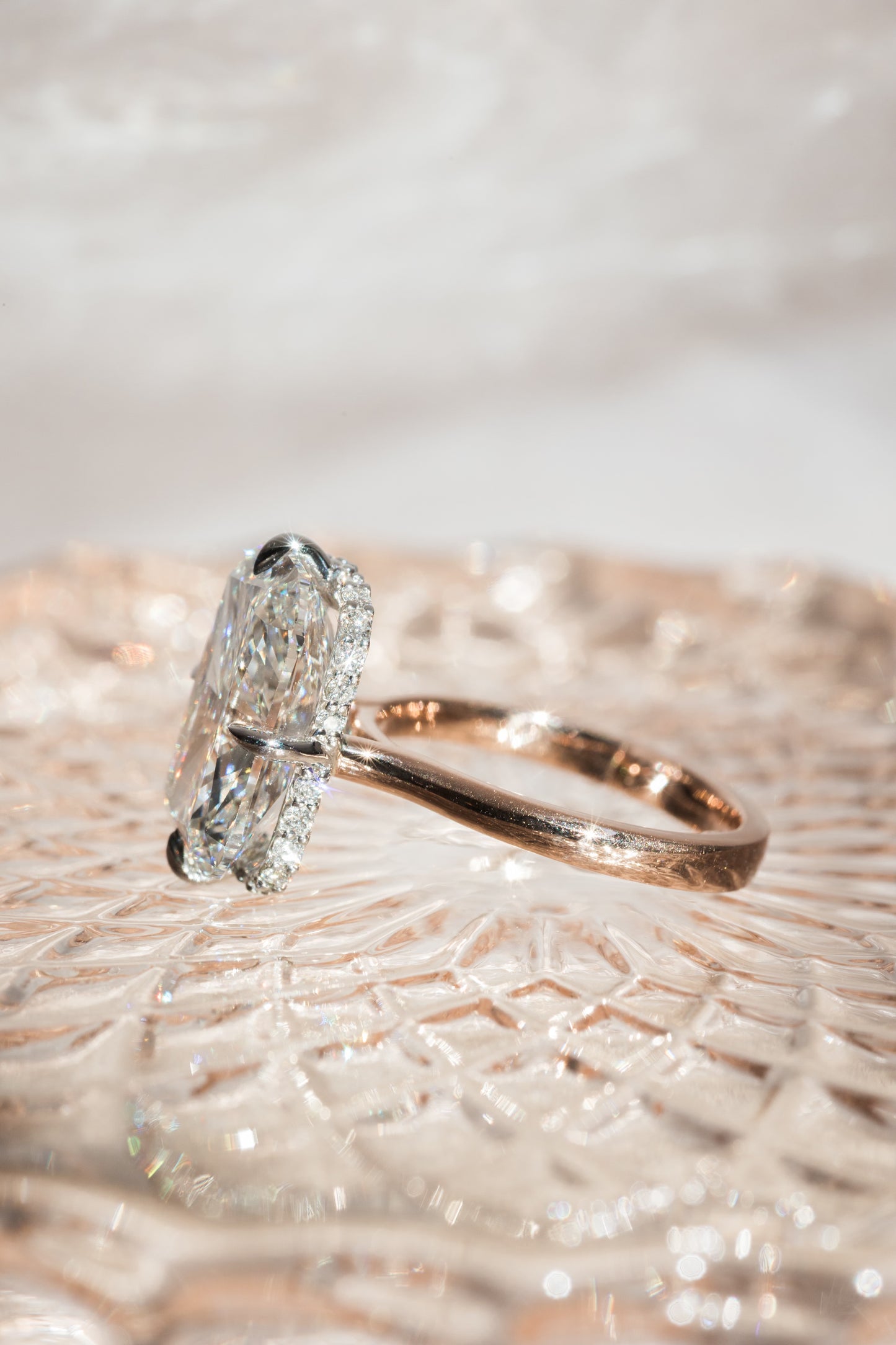 Cushion Diamond Hidden Halo Solitaire Compass Engagement Ring