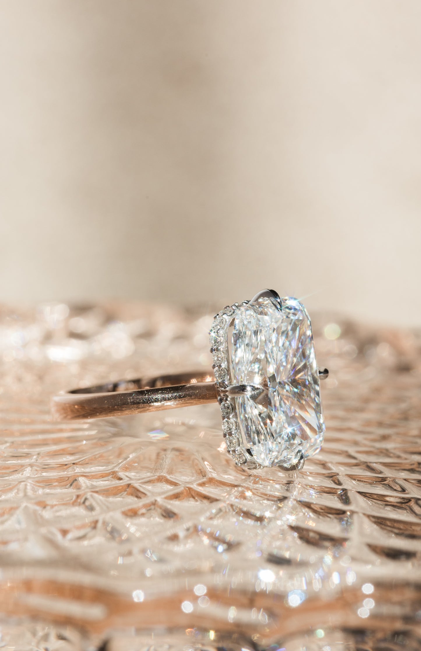 Cushion Diamond Hidden Halo Solitaire Compass Engagement Ring
