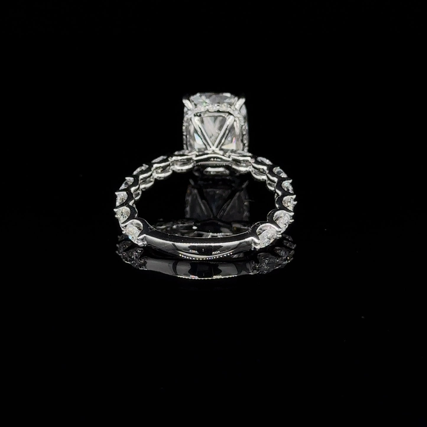 Oval East West Band and Hidden Halo Engagement Ring