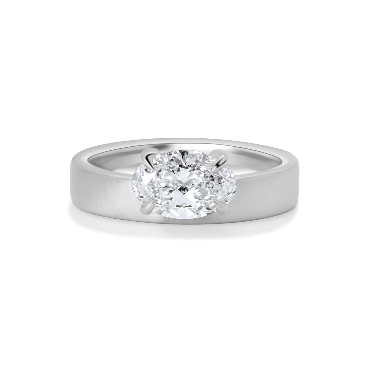 Diamond Offset Cigar 4mm Band (Satin)