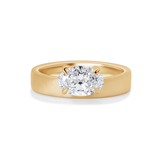 Diamond Offset Cigar 4mm Band (Satin)