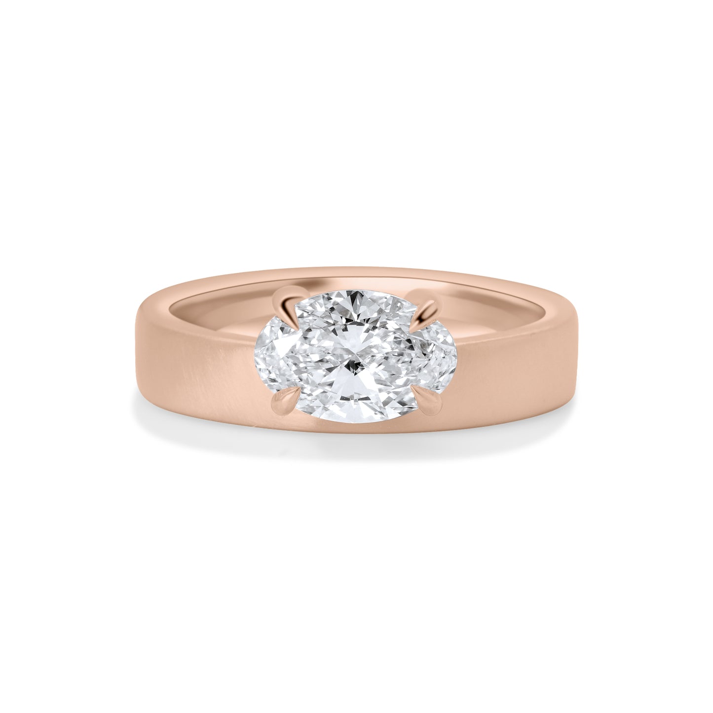 Diamond Offset Cigar 4mm Band (Satin)