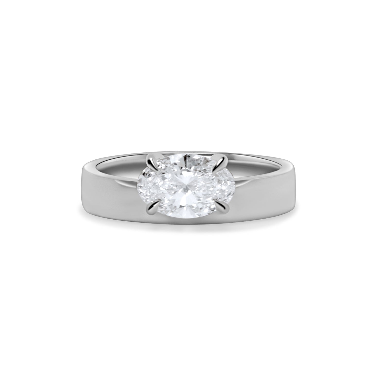Diamond Offset Cigar 4mm Band (Polished)