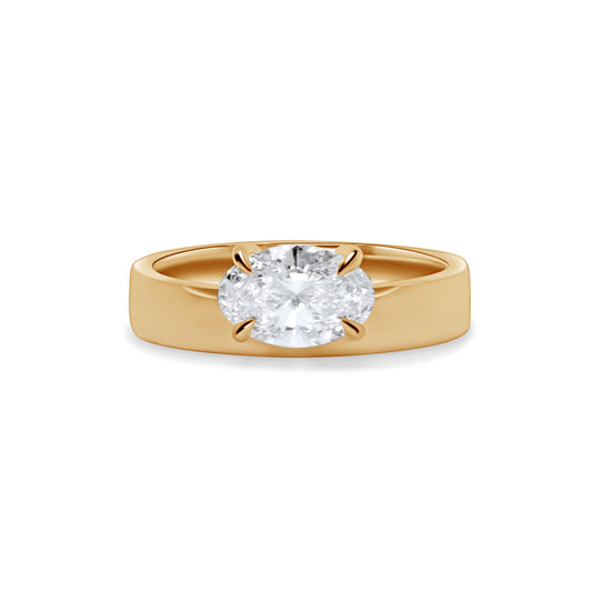 Diamond Offset Cigar 4mm Band (Polished)