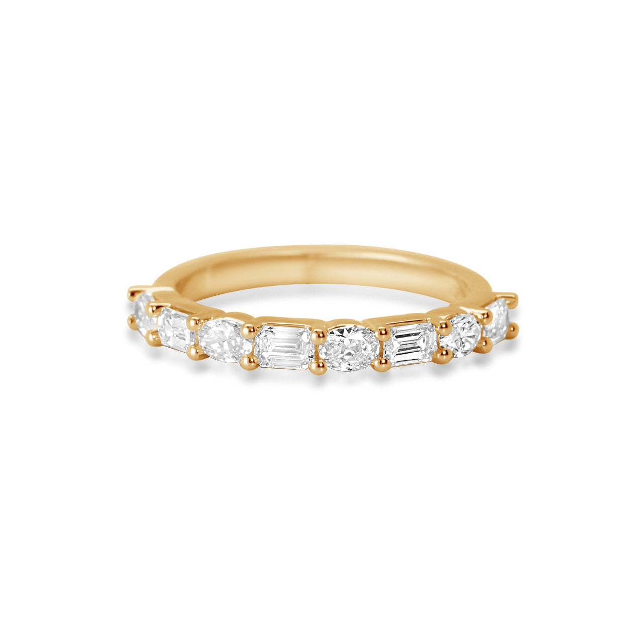 Elara Emerald and Oval East West Alternating Band