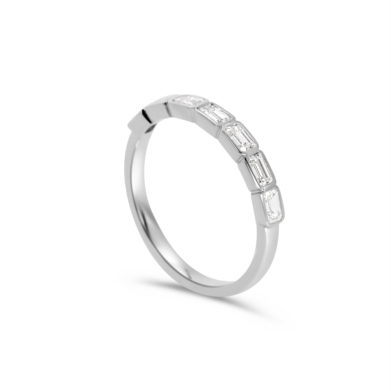 Elena Emerald East West Bezel Set Band