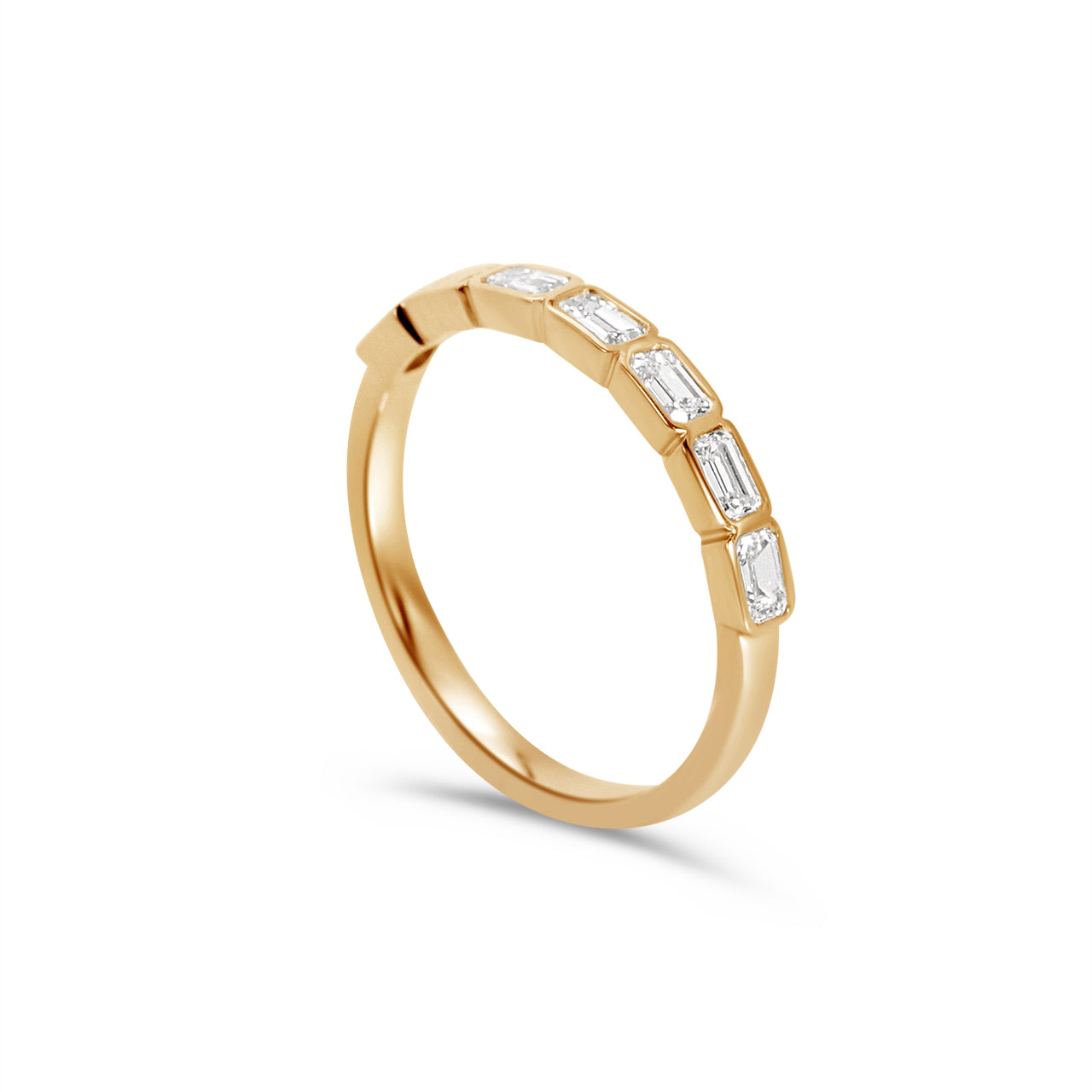 Elena Emerald East West Bezel Set Band