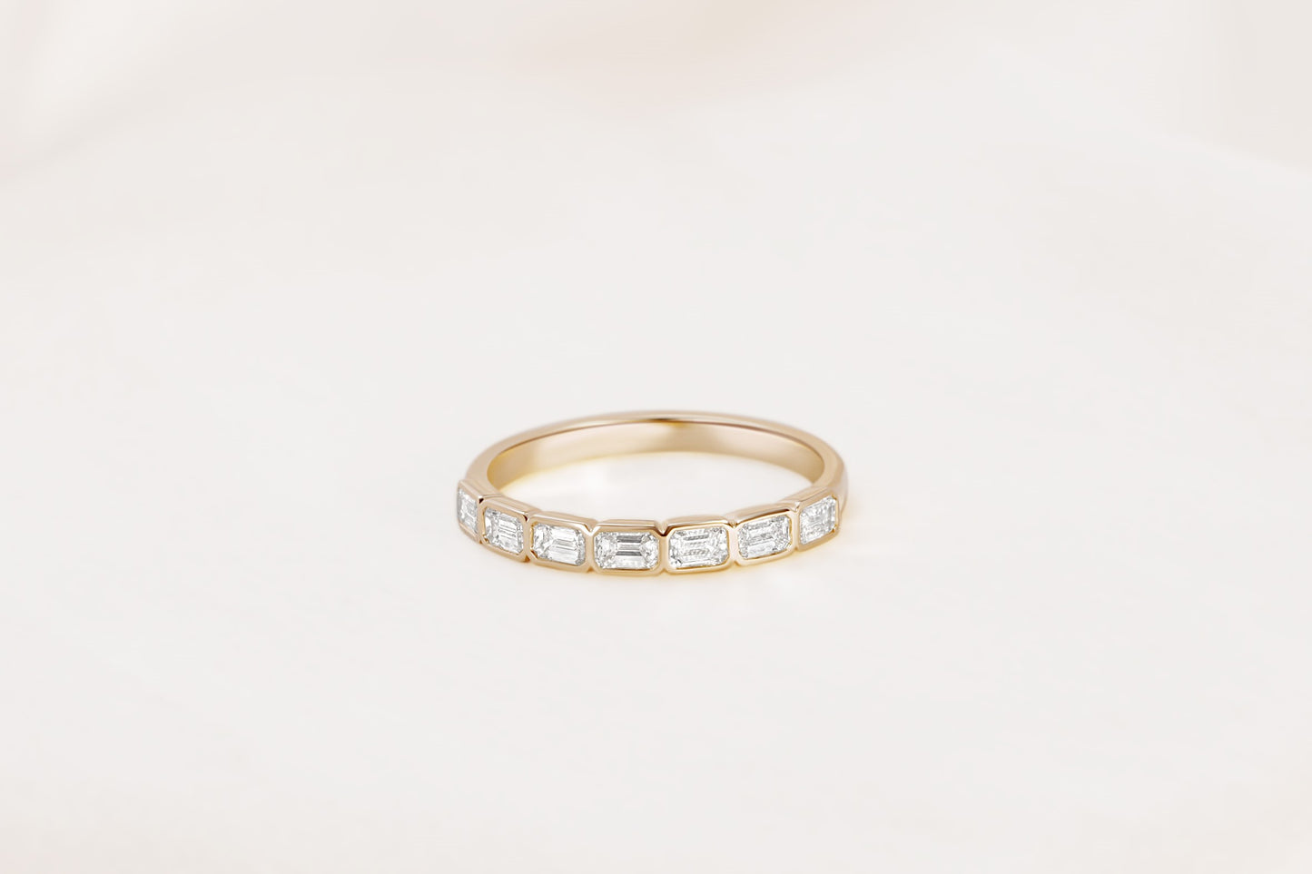 Elena Emerald East West Bezel Set Band