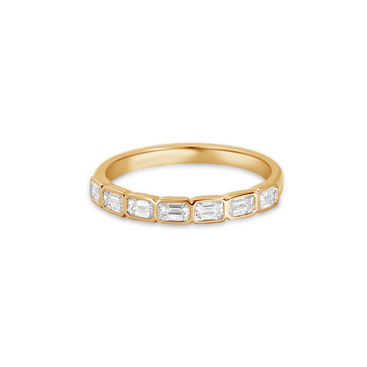 Elena Emerald East West Bezel Set Band
