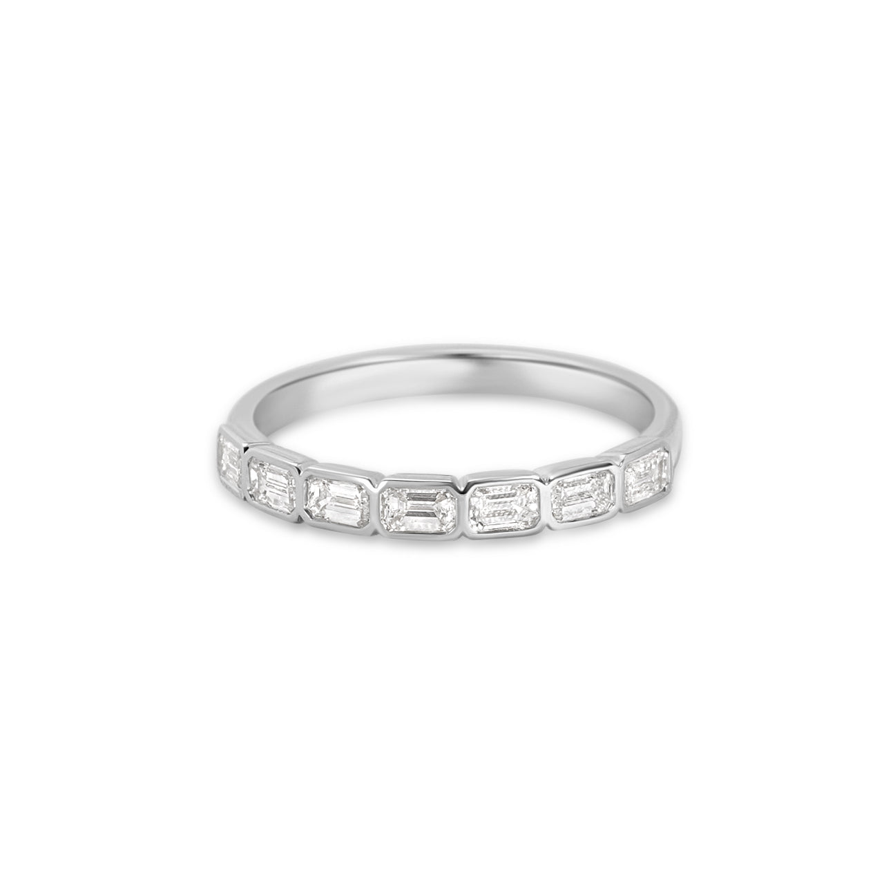 Elena Emerald East West Bezel Set Band