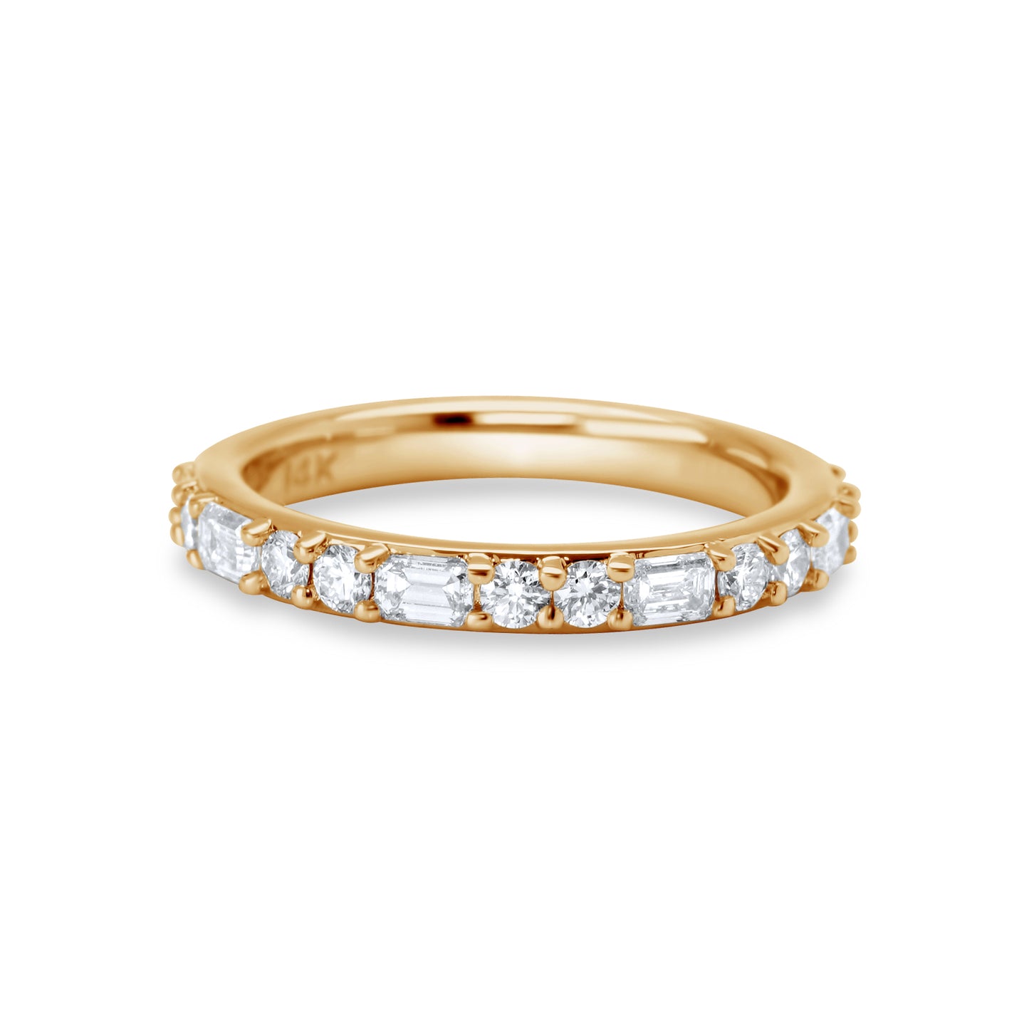 Emerald and Round Diamond Alternating Band