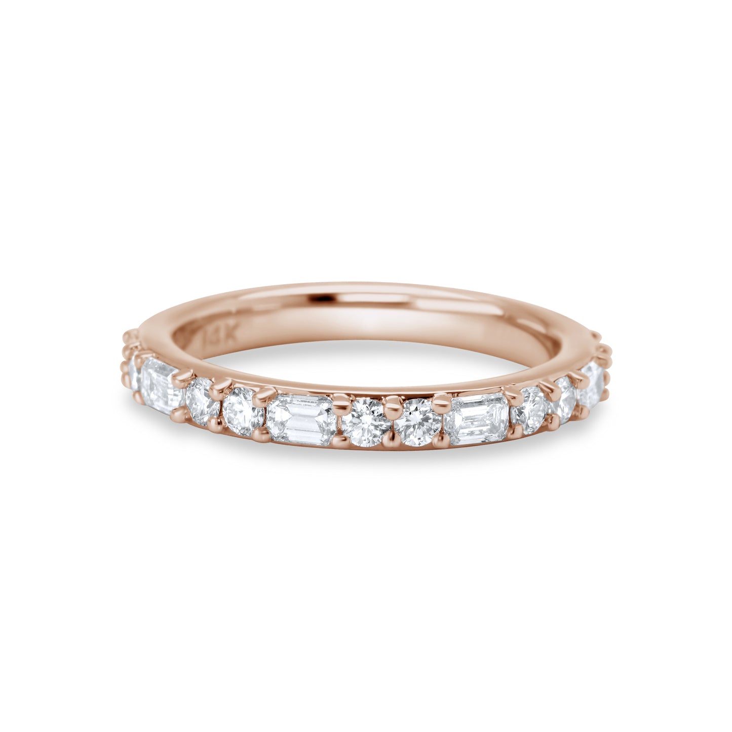 Emerald and Round Diamond Alternating Band