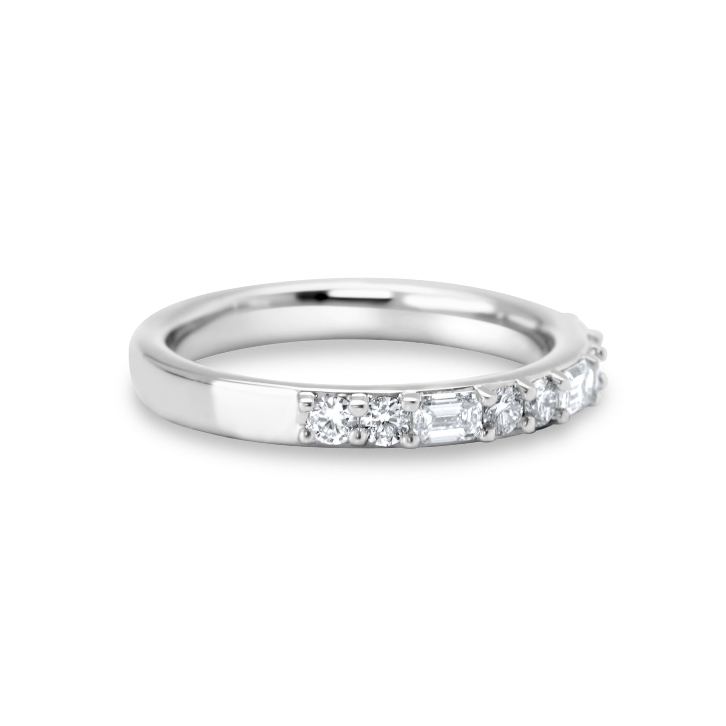 Emerald and Round Diamond Alternating Band