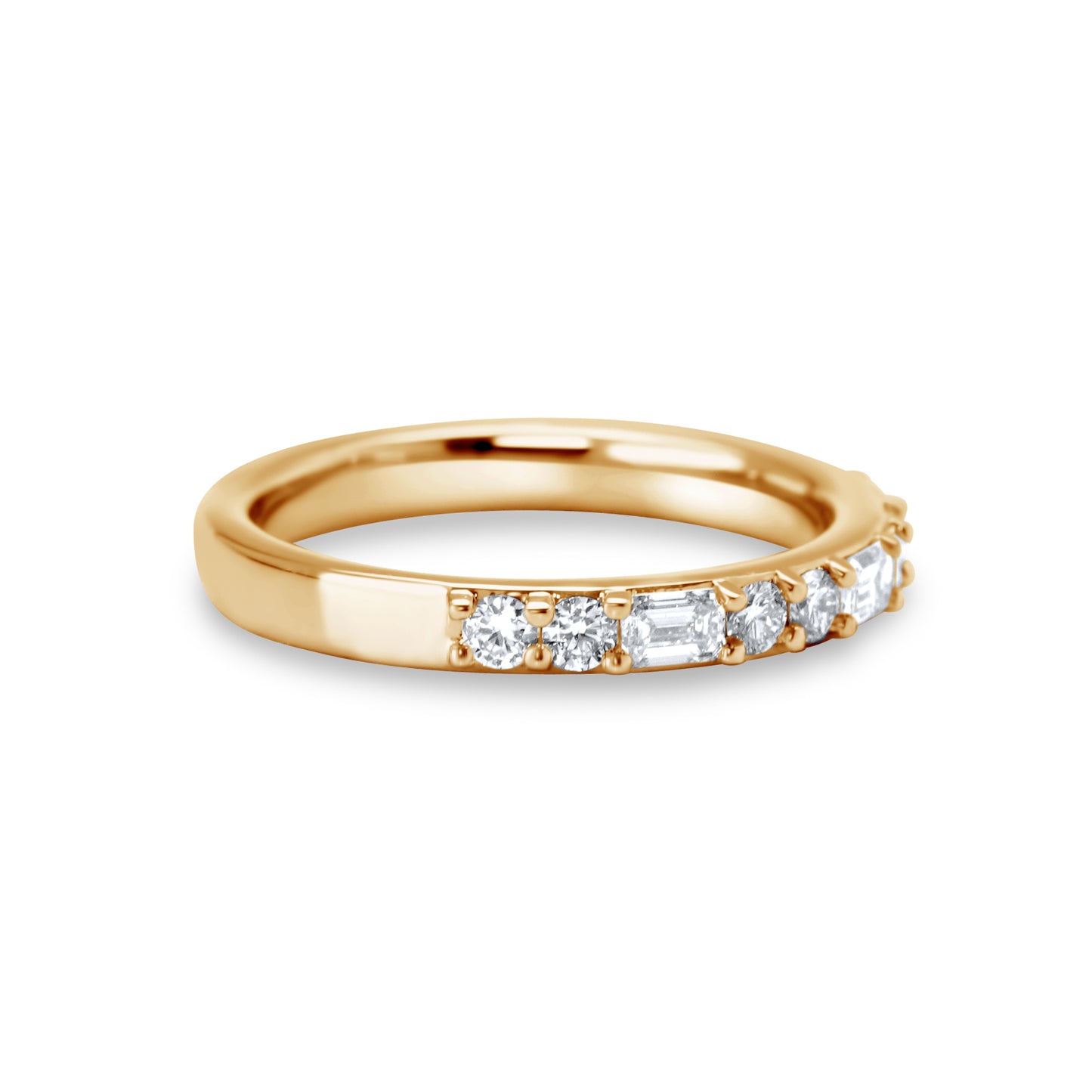 Emerald and Round Diamond Alternating Band
