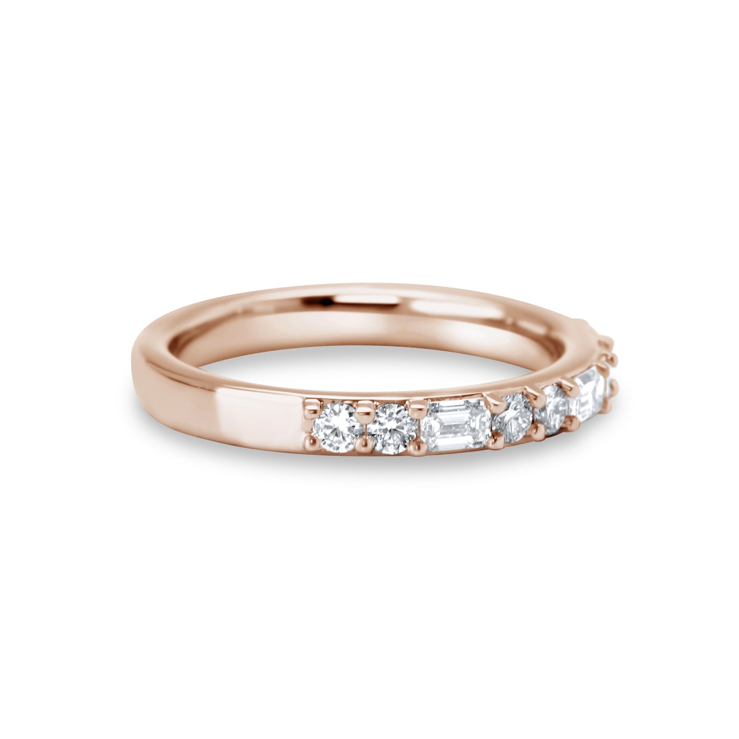 Emerald and Round Diamond Alternating Band