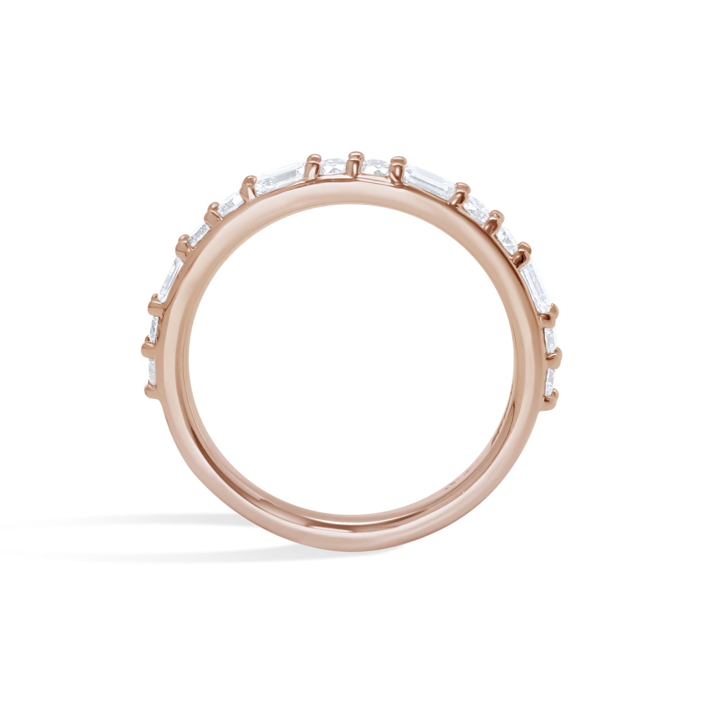 Emerald and Round Diamond Alternating Band